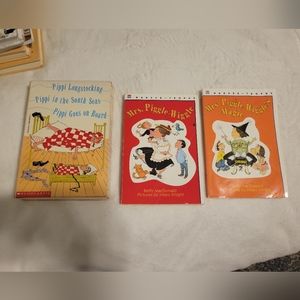 Set of 5 childrens books - Mrs.Piggle-wiggle #1 & 3, Pippi Longstocking set of 3